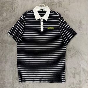 LIV Golf Mens Black White Striped‎ Performance Polo Shirt 24SUM10-SU226 Large
